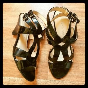 Franco Sarto Black Patent Leather Strap Sandals  7